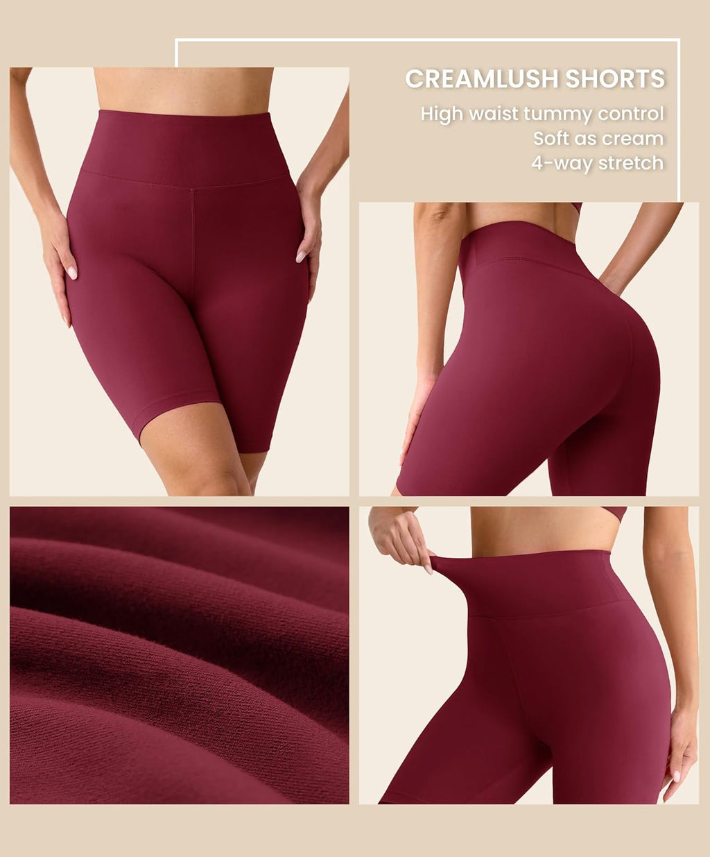 Creamlush 3 Pack High Waisted Soft Stretchy Biker Shorts for Women