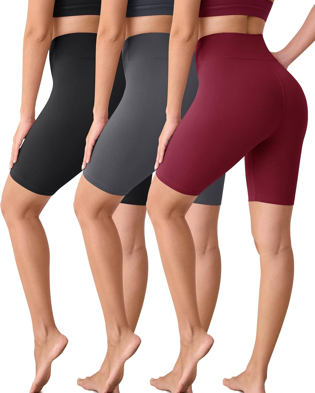 Creamlush 3 Pack High Waisted Soft Stretchy Biker Shorts for Women