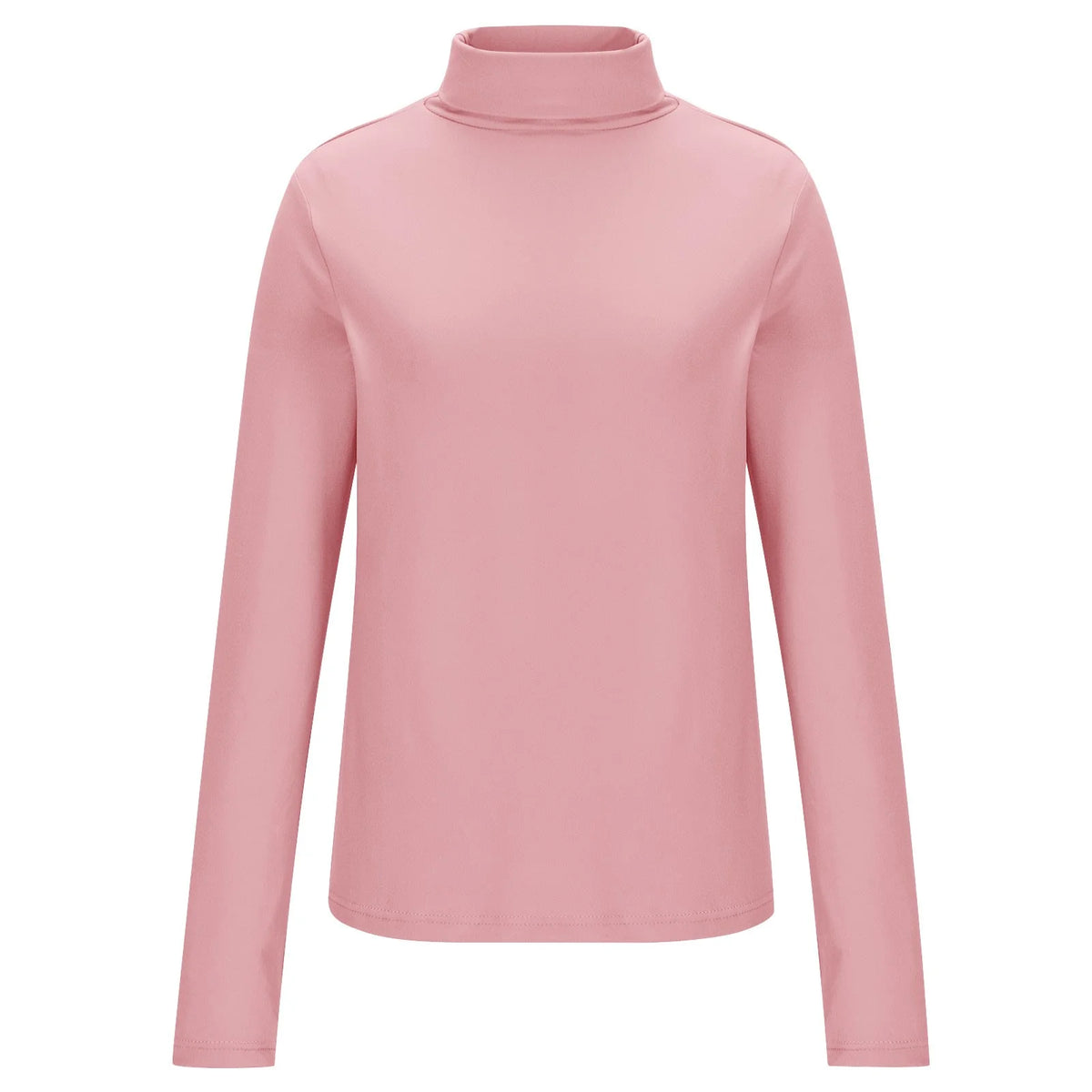 Womens Basic Turtleneck Long Sleeve Slim Fit Top Soft Stretchy Mock Neck Shirt Casual Layering Tee for Fall Winter Pink XXXL