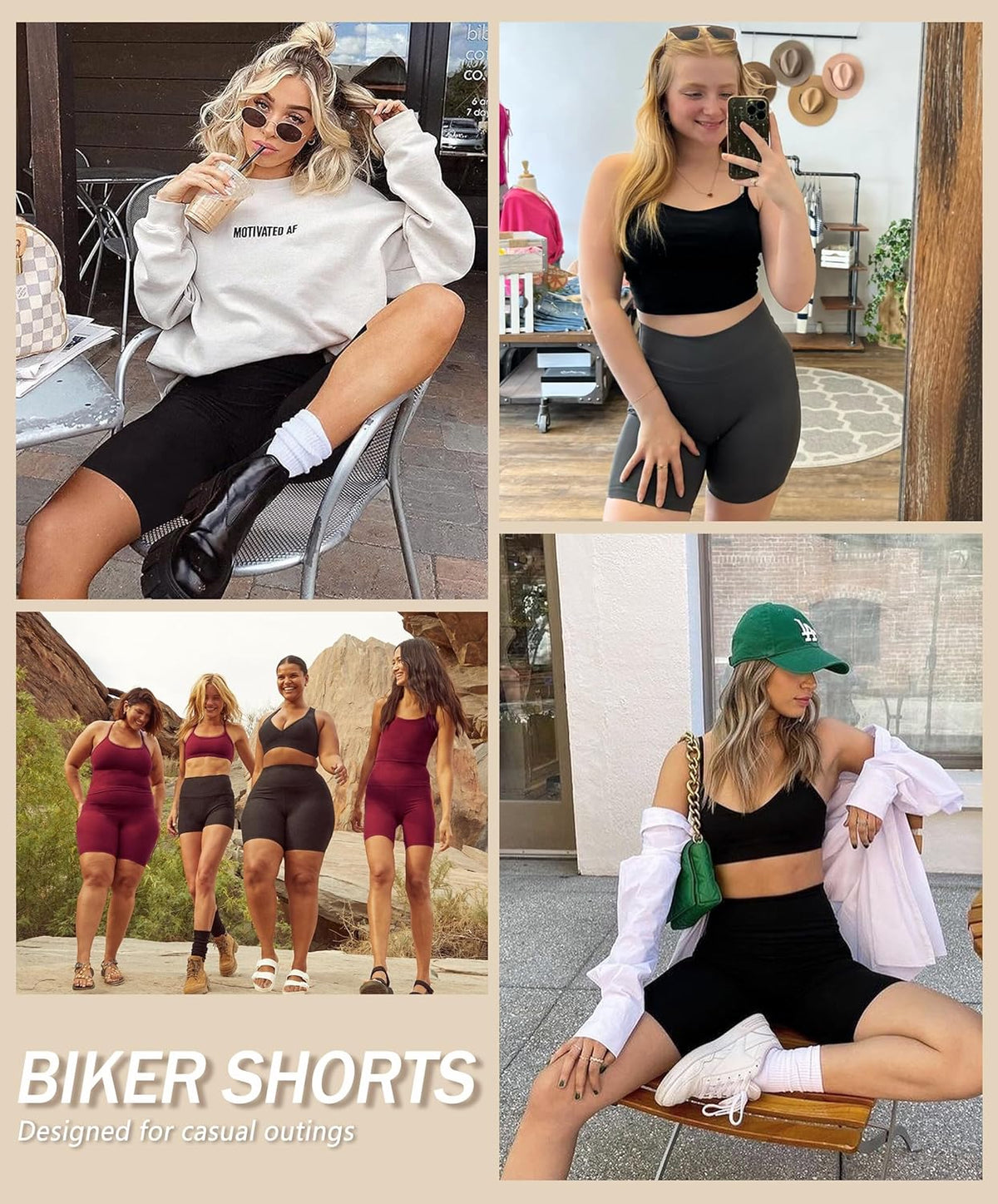 Creamlush 3 Pack High Waisted Soft Stretchy Biker Shorts for Women