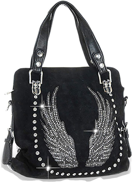 Bling Purse Double Handles Rhinestone Wing Purse